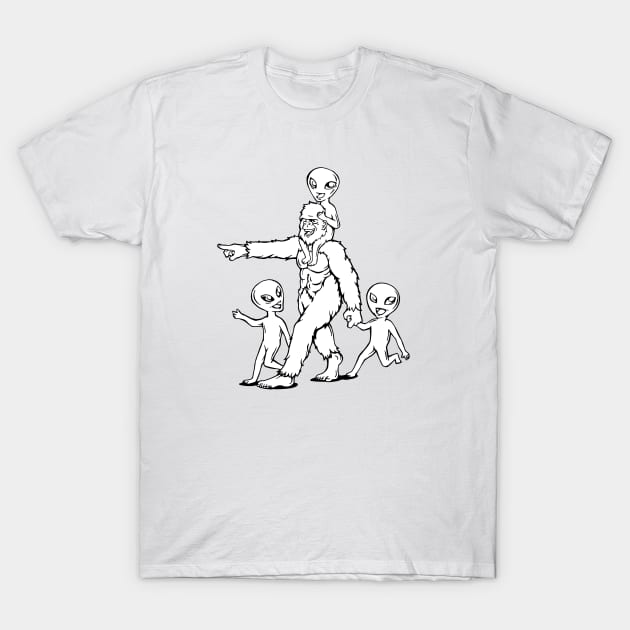 Big Foot Big Brother with Aliens T-Shirt by bangart